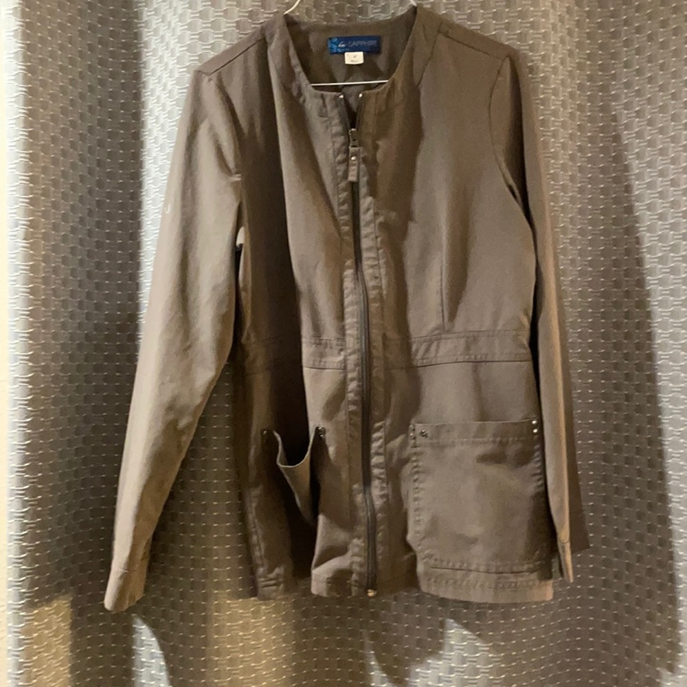 Koi sapphire brown lab coat